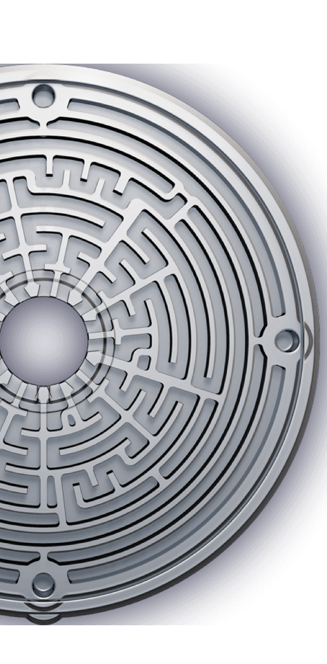 KEF LS50 Meta MAT (Metamaterial Absorption Technology) disc structure. 30 tubes arranged in a maze pattern absorb 99% of back waves—acoustic metamaterial technology