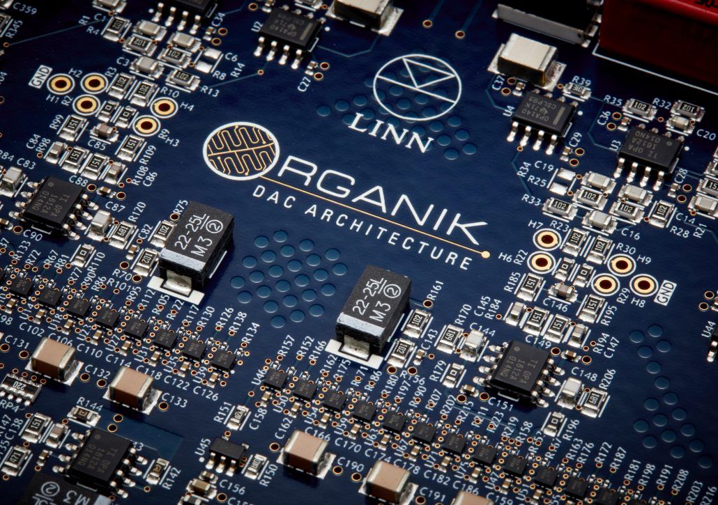 Close-up of Linn Klimax DSM/3 Organik DAC internal PCB. Fully proprietary D/A converter combining FPGA and discrete conversion stage