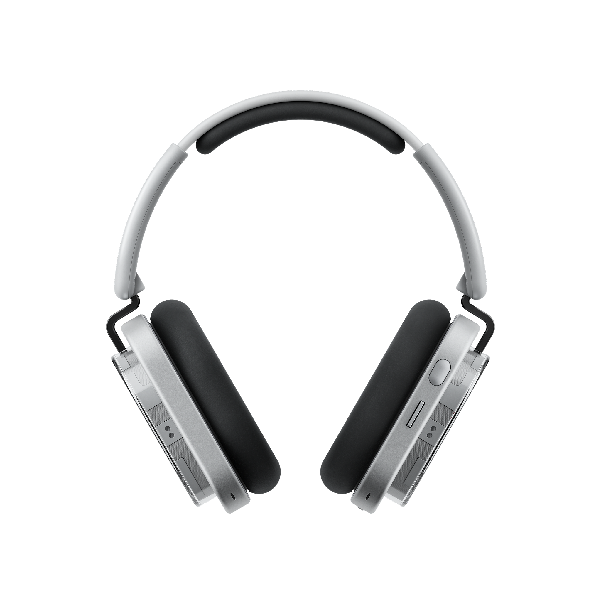 Nothing Headphone (1) - Front view of white model showing earcups with physical controls (roller, paddle, buttons)