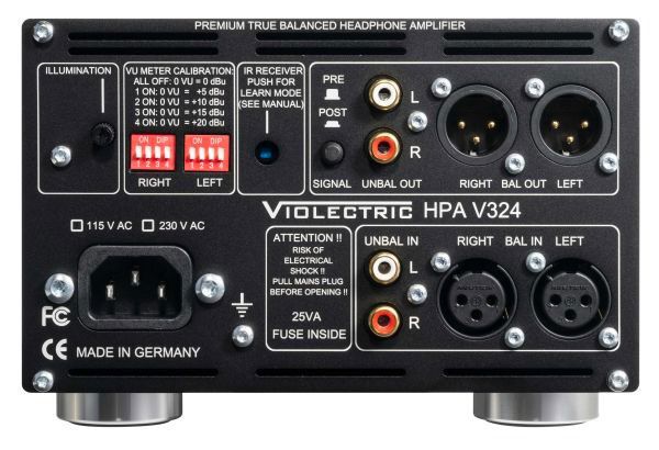 Violectric HPA-V324 front panel with XLR and phone outputs